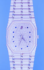 Audemars Piguet Bamboo — 18k White Gold, Pavé Diamond Dial & Blue Sapphire Markers . maison raksha