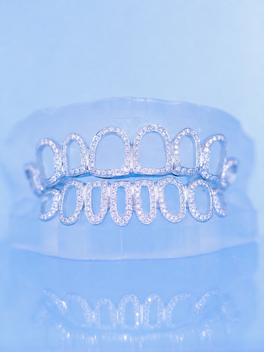Diamond "Open Face" Grillz White Gold