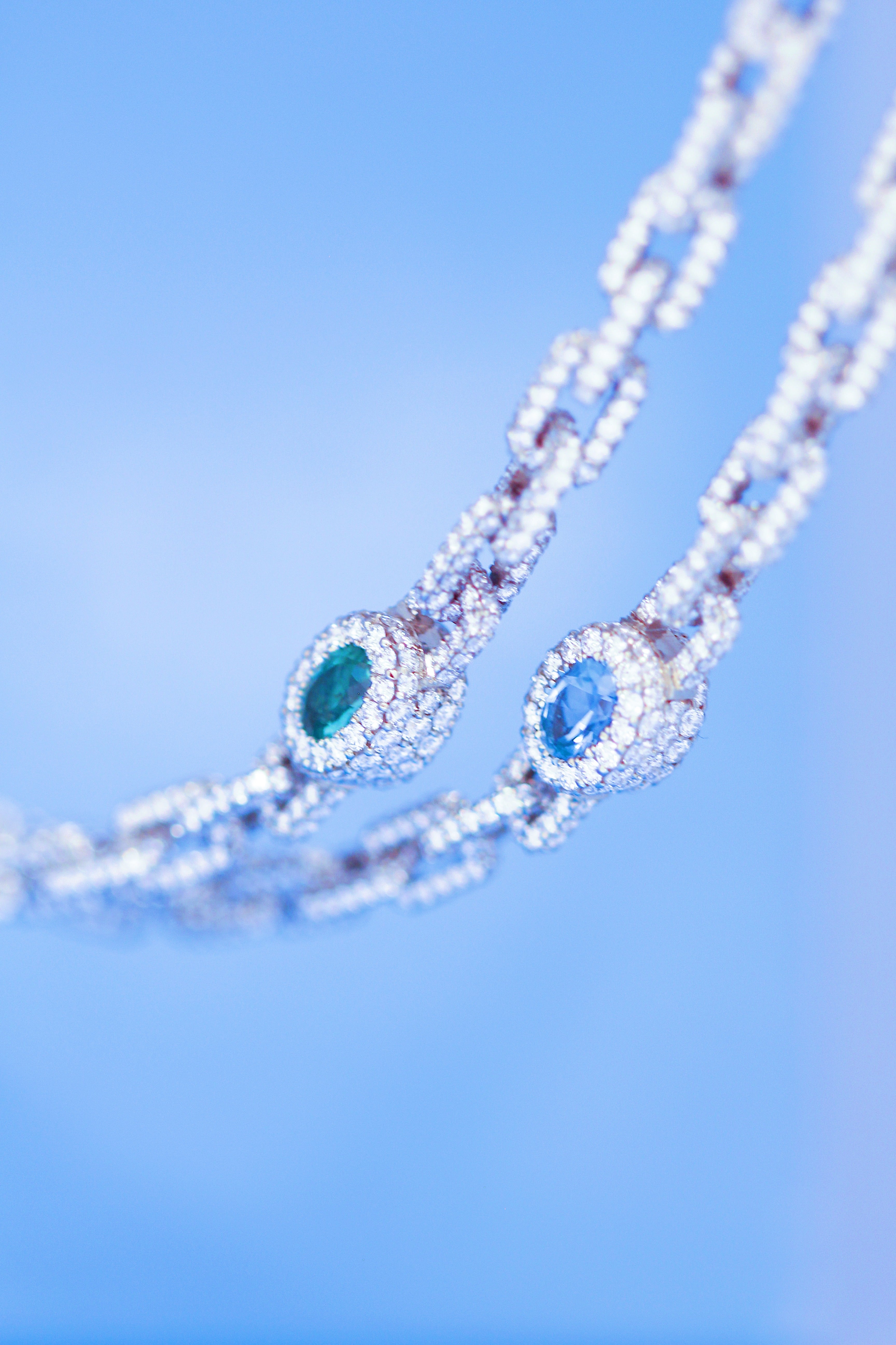 360 Link Diamond + Oval Blue Sapphire
