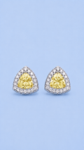 Trillion Cut Studs Diamond + Chrysoprase