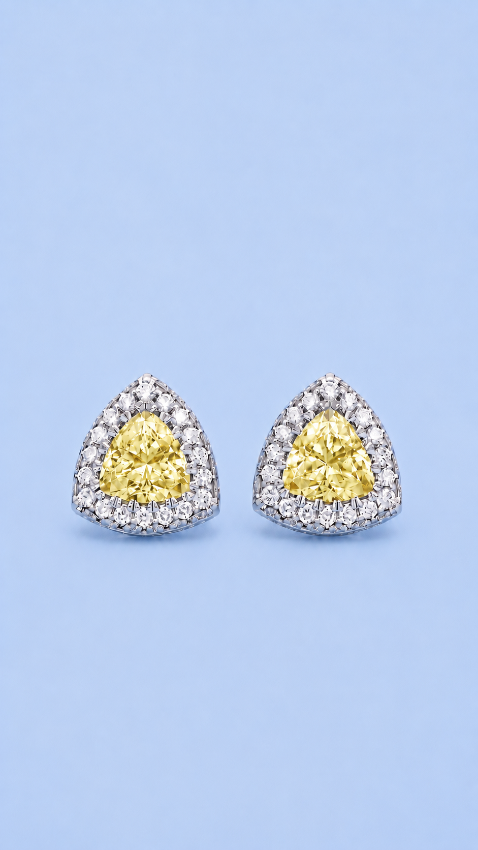 Trillion Cut Studs Diamond + Chrysoprase