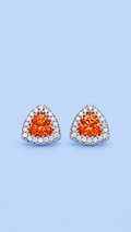 Trillion Cut Studs Diamond + Mandarin Orange Garnet