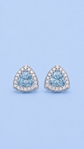 Trillion Cut Studs Diamond + Aquamarine