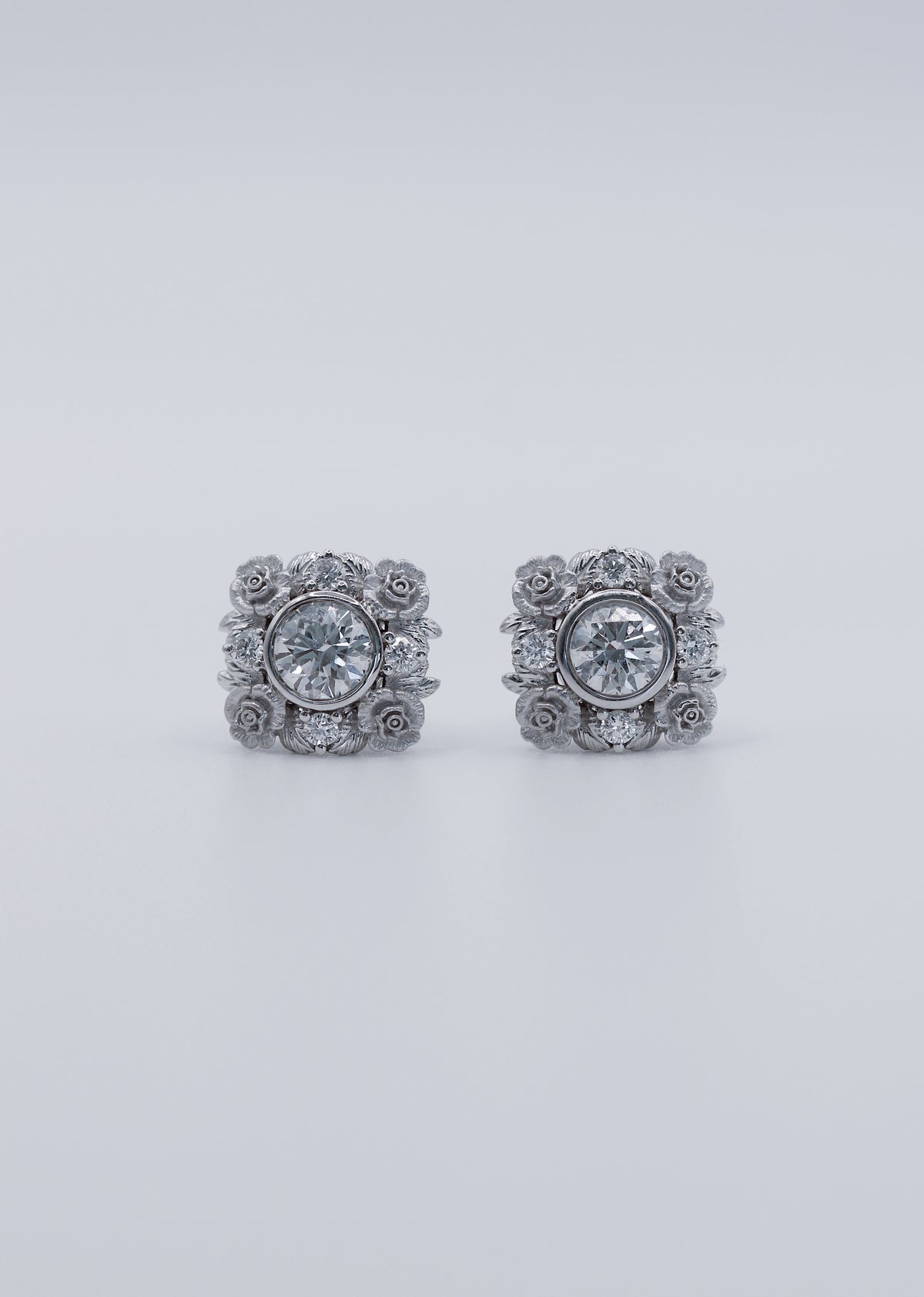 La Rosa Stud Earrings White Gold
