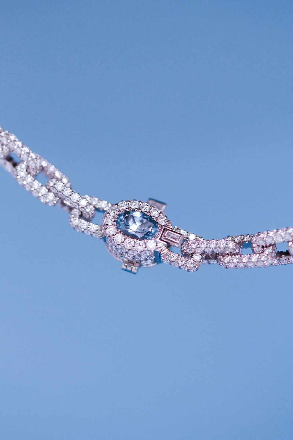 360 Link Diamond + Oval Blue Sapphire