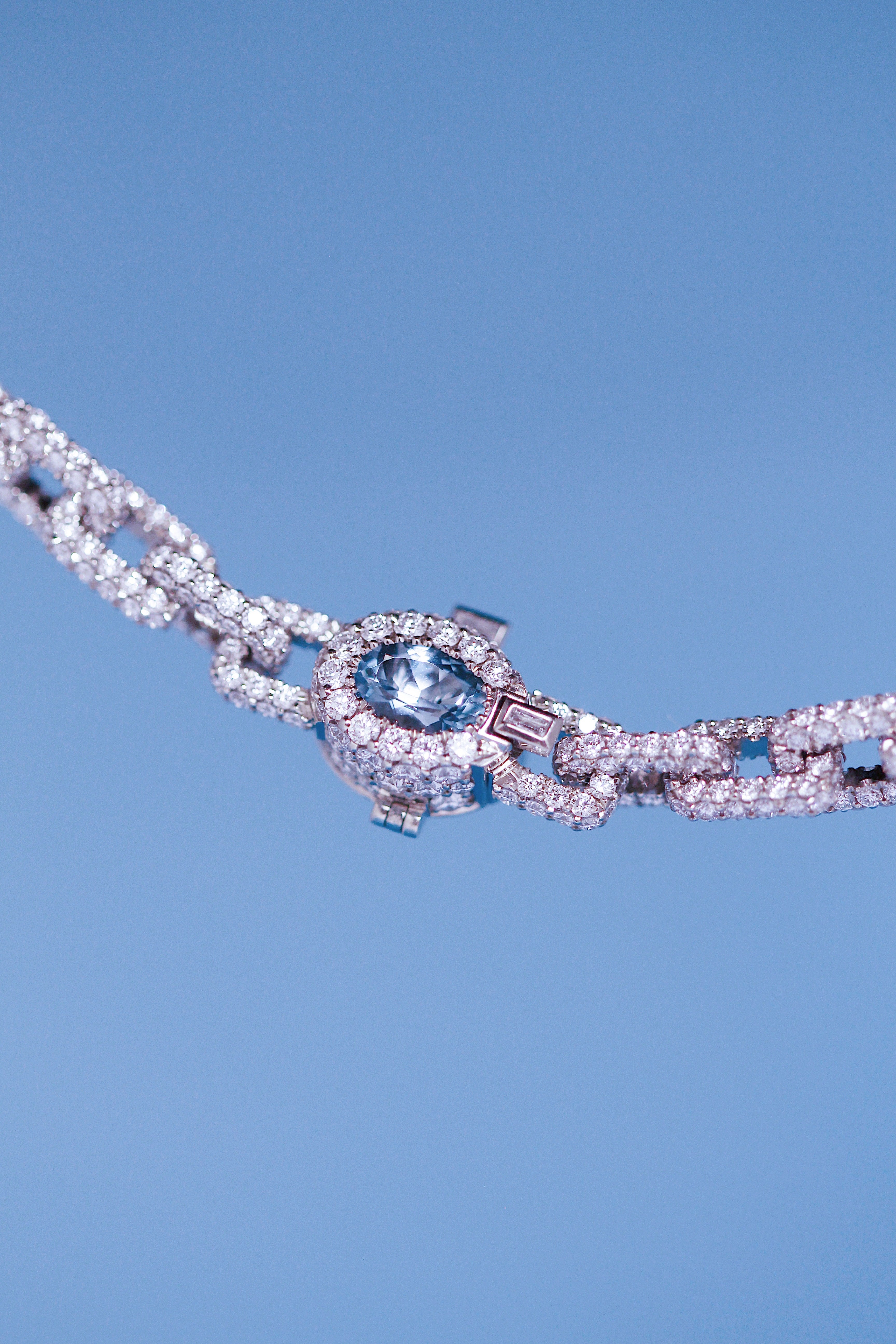 360 Link Diamond + Oval Blue Sapphire