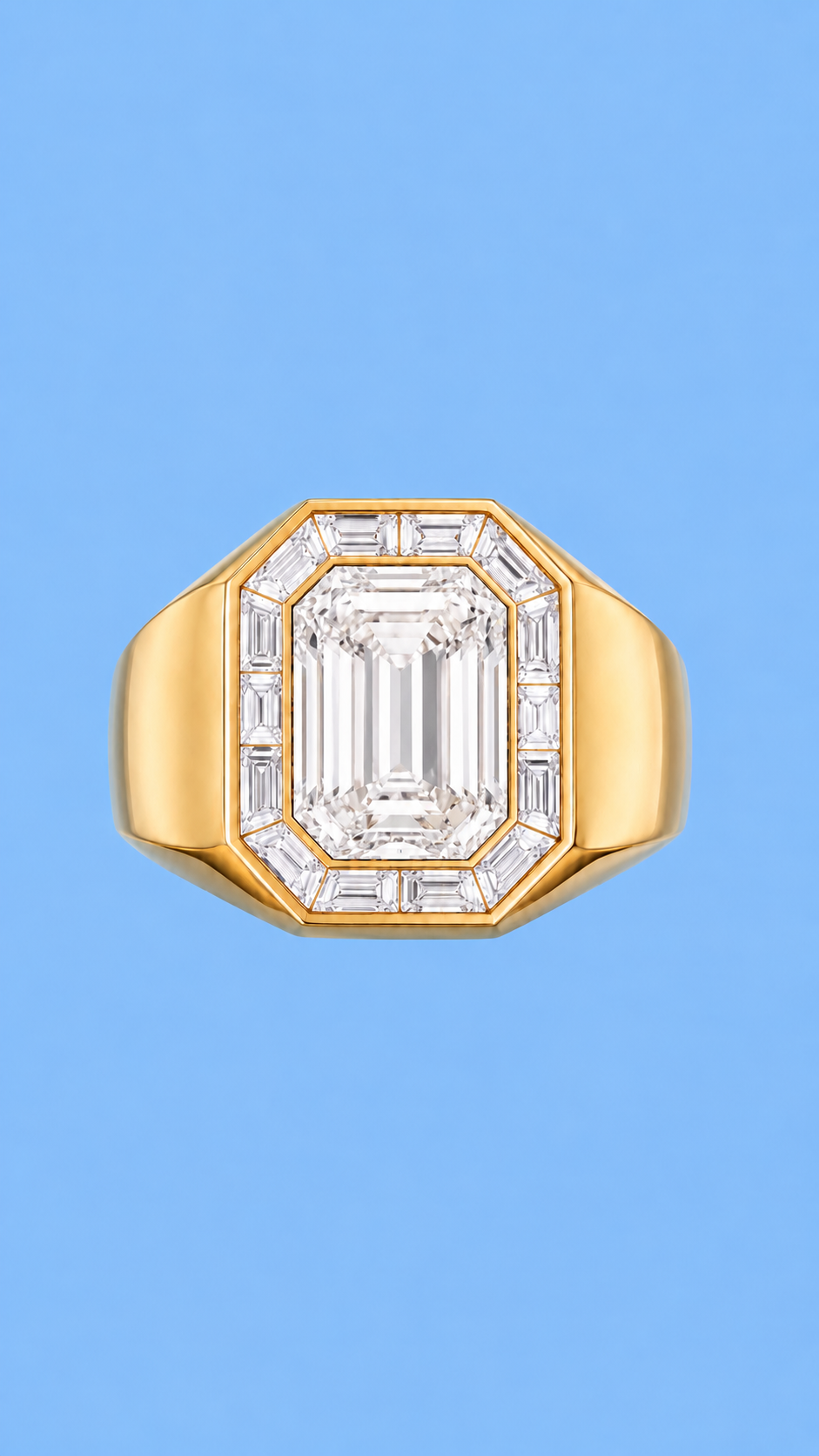 Emerald Cut Signet Ring - Diamond