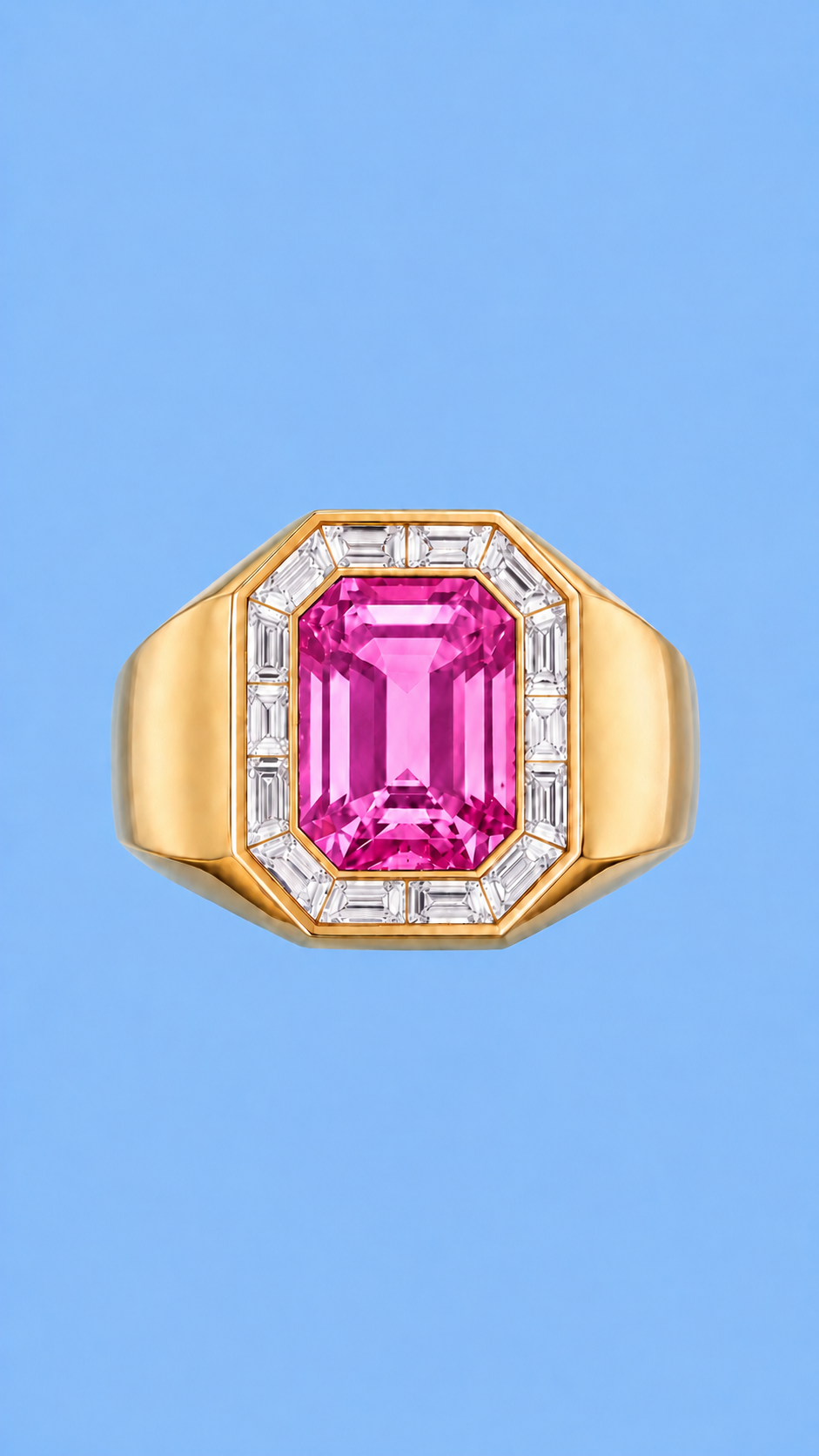 Emerald Cut Signet Ring - Sapphire