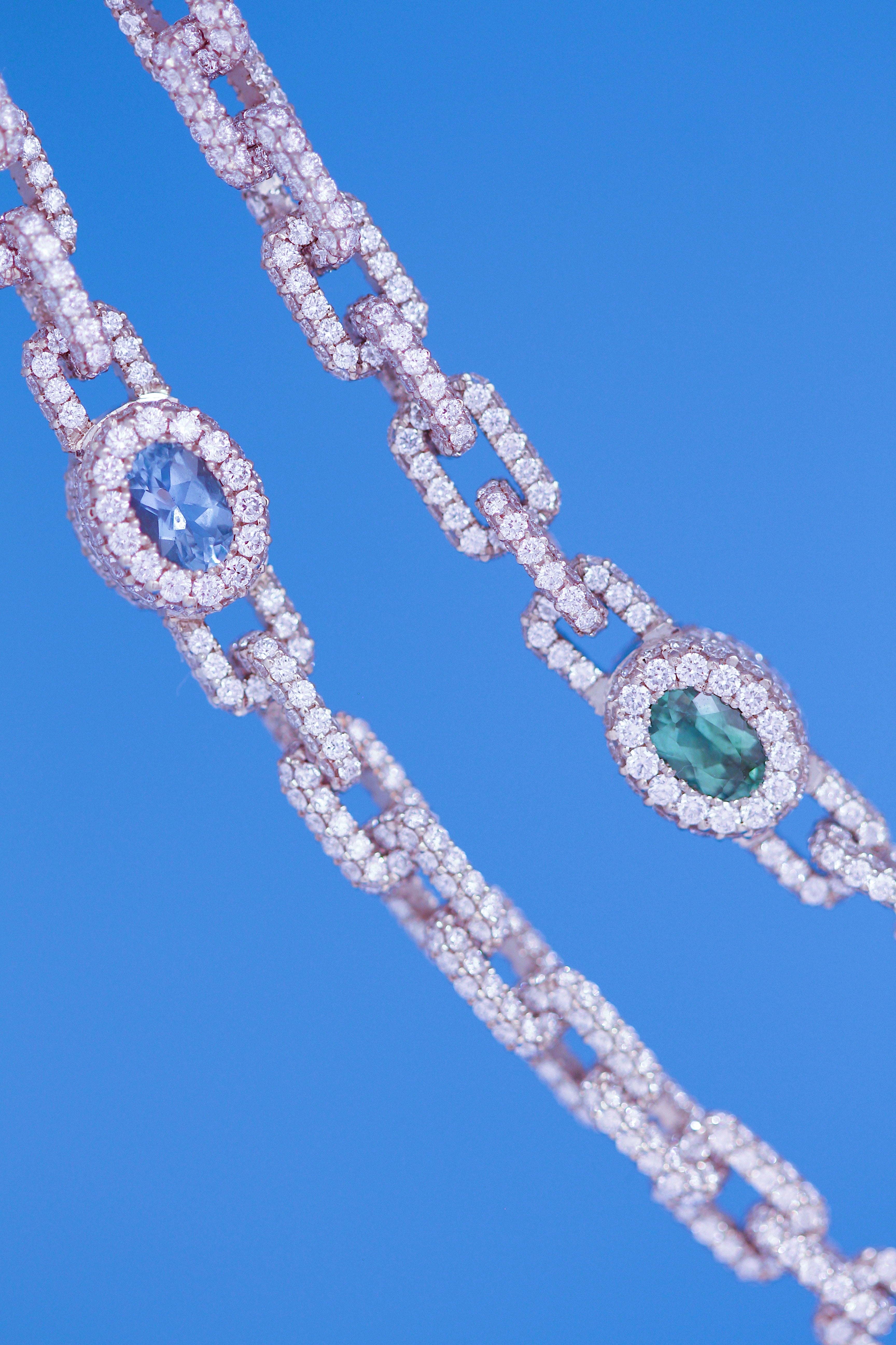 360 Link Diamond + Oval Blue Sapphire