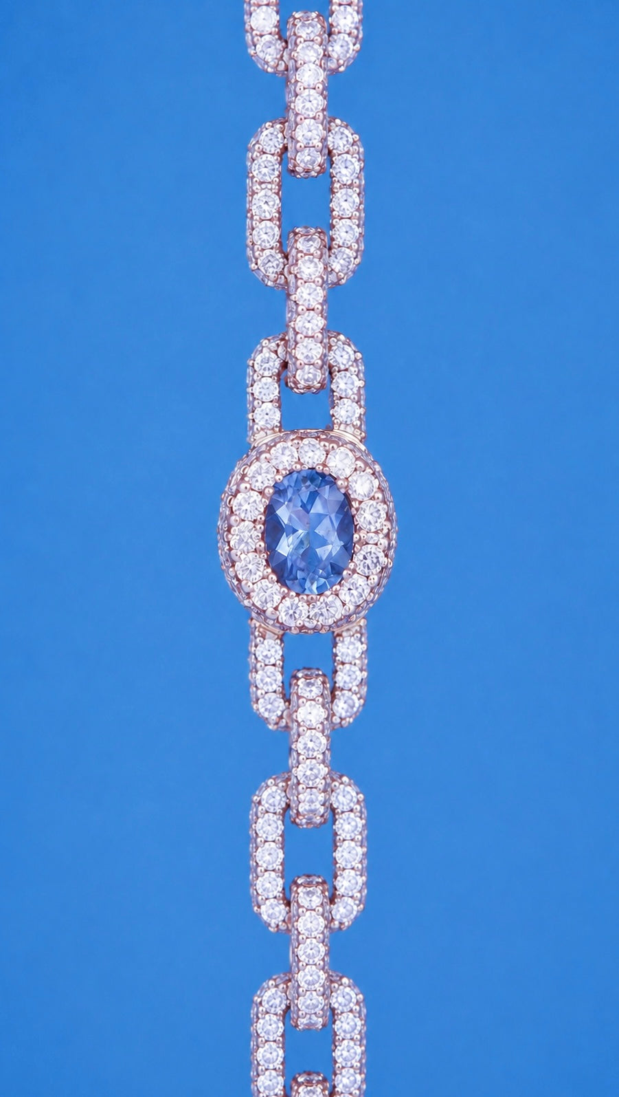 360 Link Diamond + Oval Blue Sapphire