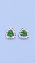 Trillion Cut Studs Diamond + Green Emerald