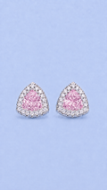 Trillion Cut Studs Diamonds + Pink Sapphire