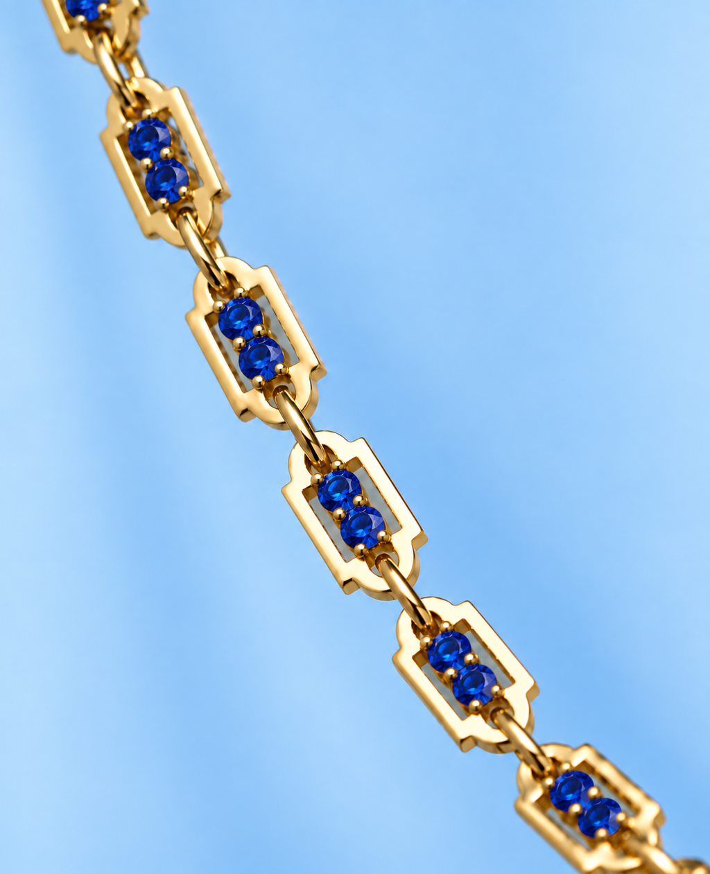 Milano Link Full Blue Sapphire Necklace