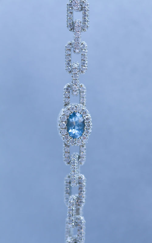 360 Link Diamond + Oval Blue Sapphire