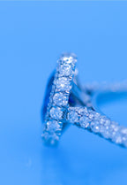 Oval Blue Sapphire Engagement Ring Diamond Halo + 2 Sided Pave Halo + 3 sSided Pave Band