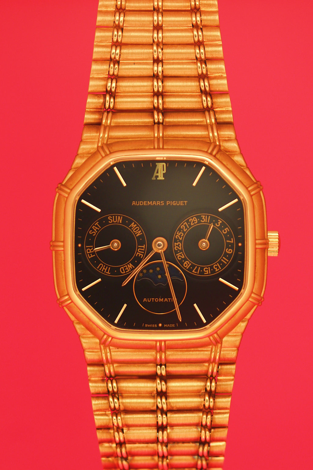 audemars piguet bamboo day date moonphase black laquer dial 33mm