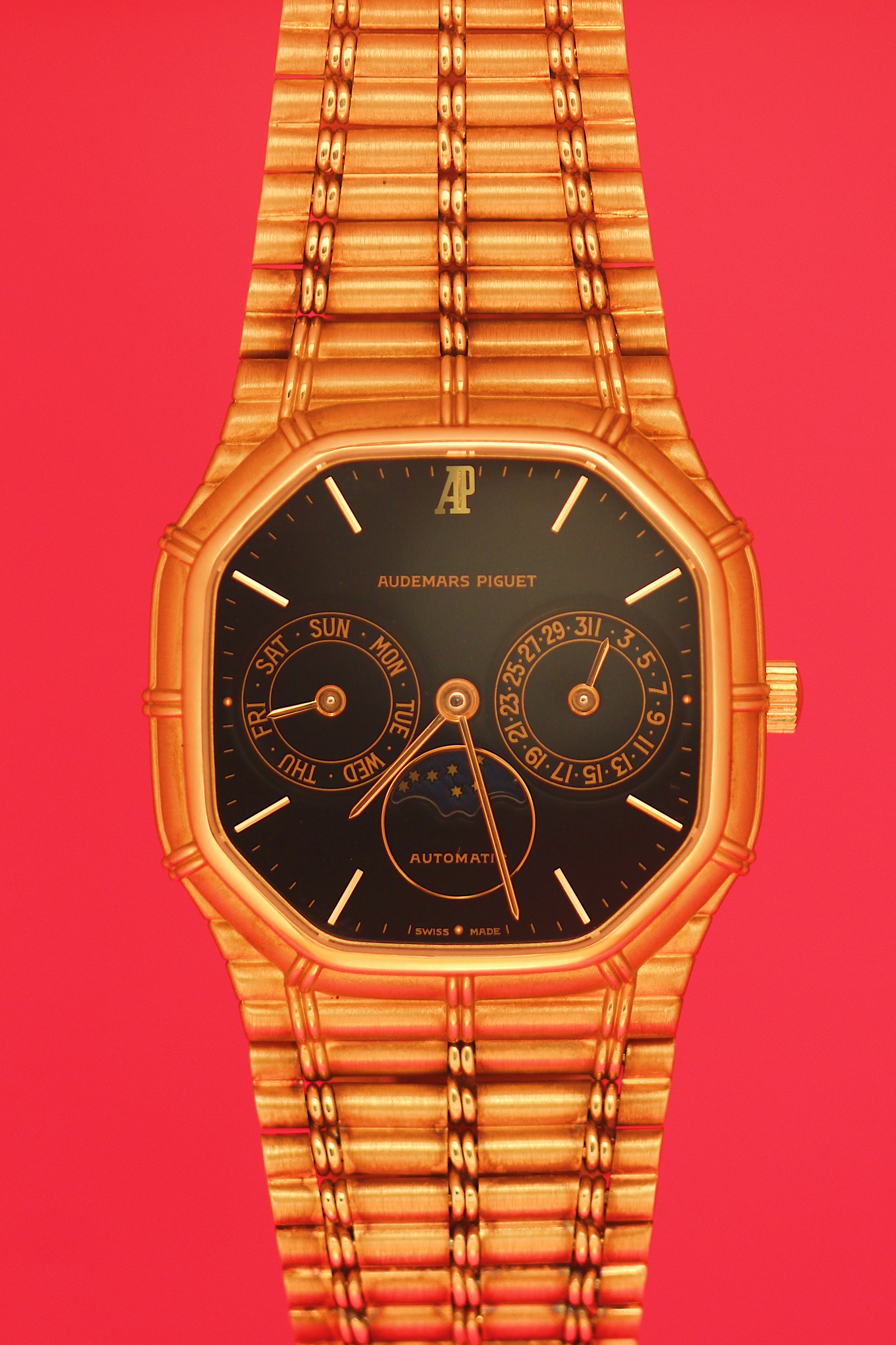 audemars piguet bamboo day date moonphase black laquer dial 33mm