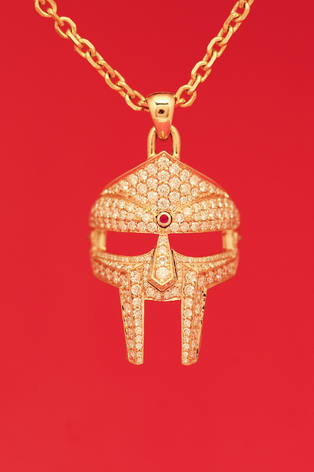 DOOM Pendant Yellow Gold + Diamond + Ruby Third Eye