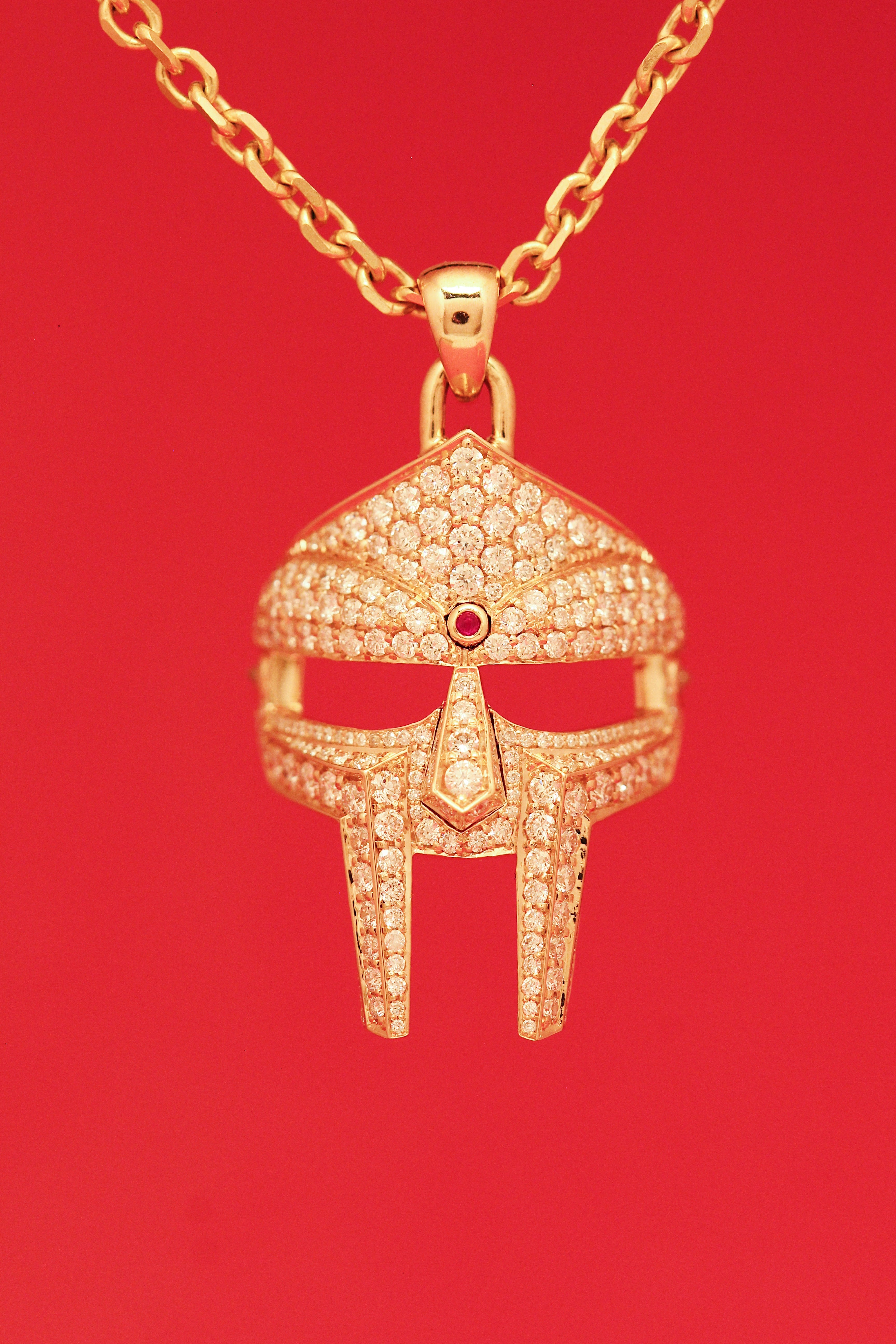 DOOM Pendant Yellow Gold + Diamond + Ruby Third Eye