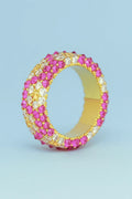 Spike Flower Ring - Pink + Yellow Sapphire