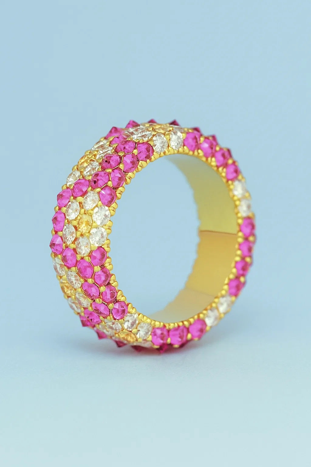 Spike Flower Ring - Pink + Yellow Sapphire