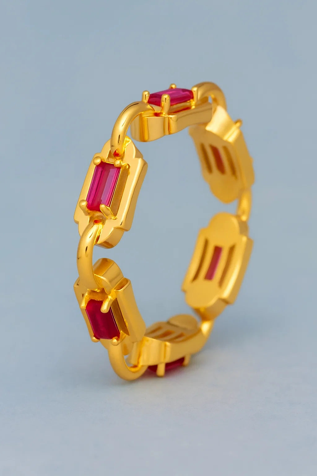 Milano Link Ring Ruby Baguette