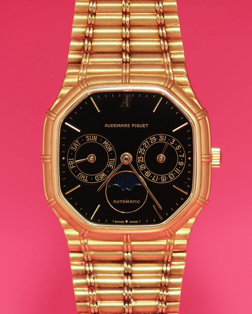 audemars piguet bamboo day date moonphase black laquer dial 33mm
